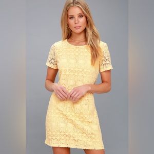 Yellow Lace Lulu’s Short Sleeve Dress
